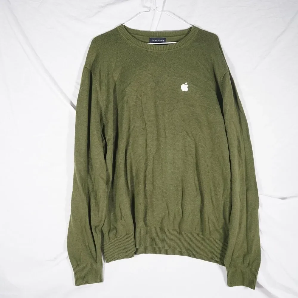 Apple Inc. Lands' End Sweater Green Embroidered Logo XL See Photos